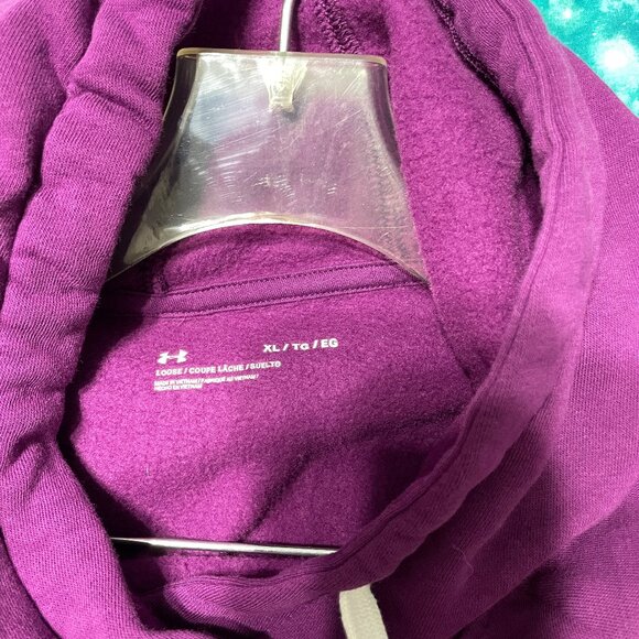 Women's Size XL Purple Hoodie Loose Sweatshirt W/ White & Silver Lettering Excel - Picture 6 of 14
